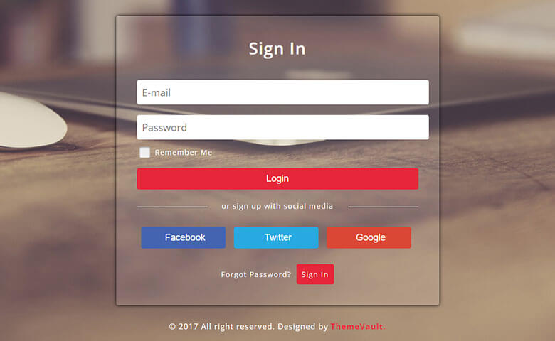Responsive Colorful Login Form Widget Template