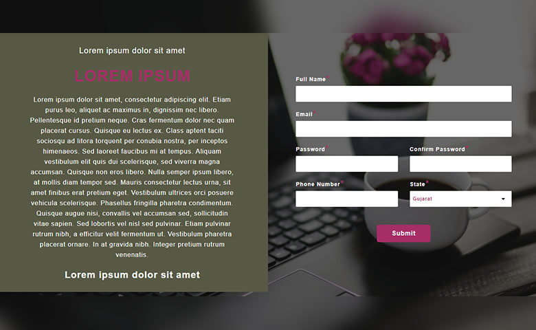 Responsive Unique Register Form Free Template