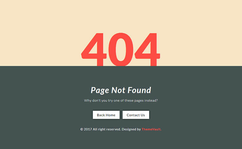 Simple looking 404 error page template