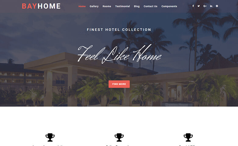 BayHome – One Page Travel Website Template Free Download