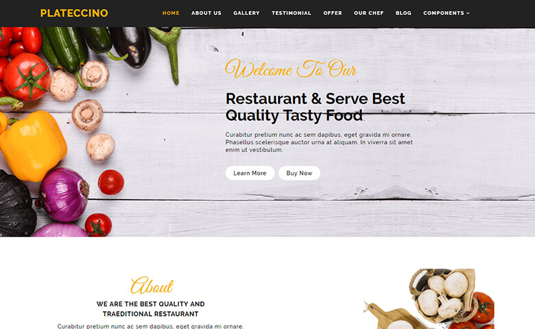 Plateccino – HTML5 Responsive Restaurant Website Templates