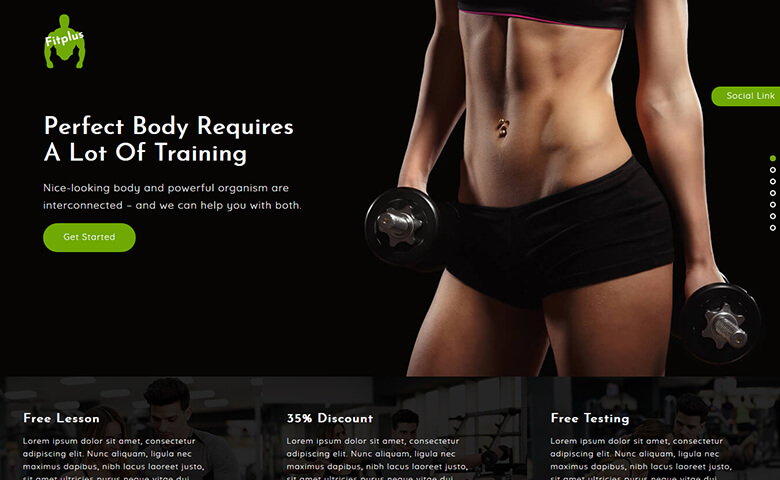 FitPlus – Free Gym Fitness Website Template Html5