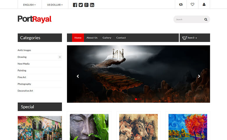 Portrayal HTML5 Online Art Gallery Website Template ThemeVault