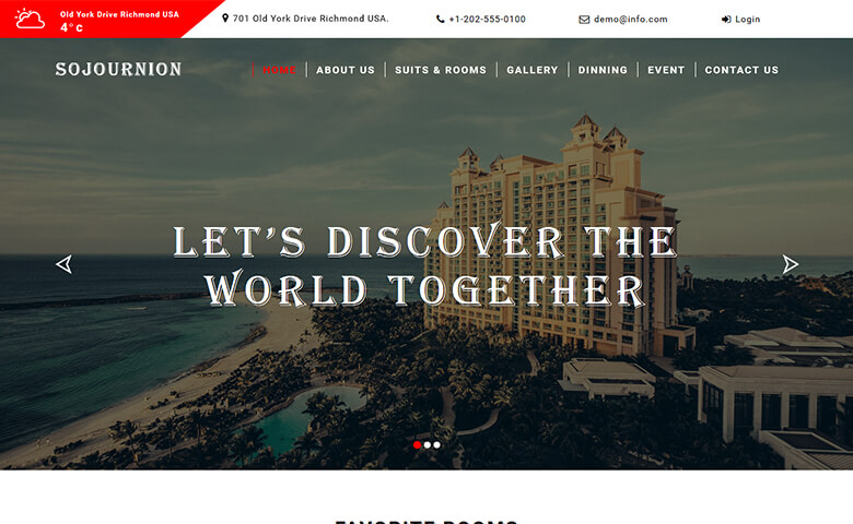 Sojournion- Free Responsive Hotel Website Template