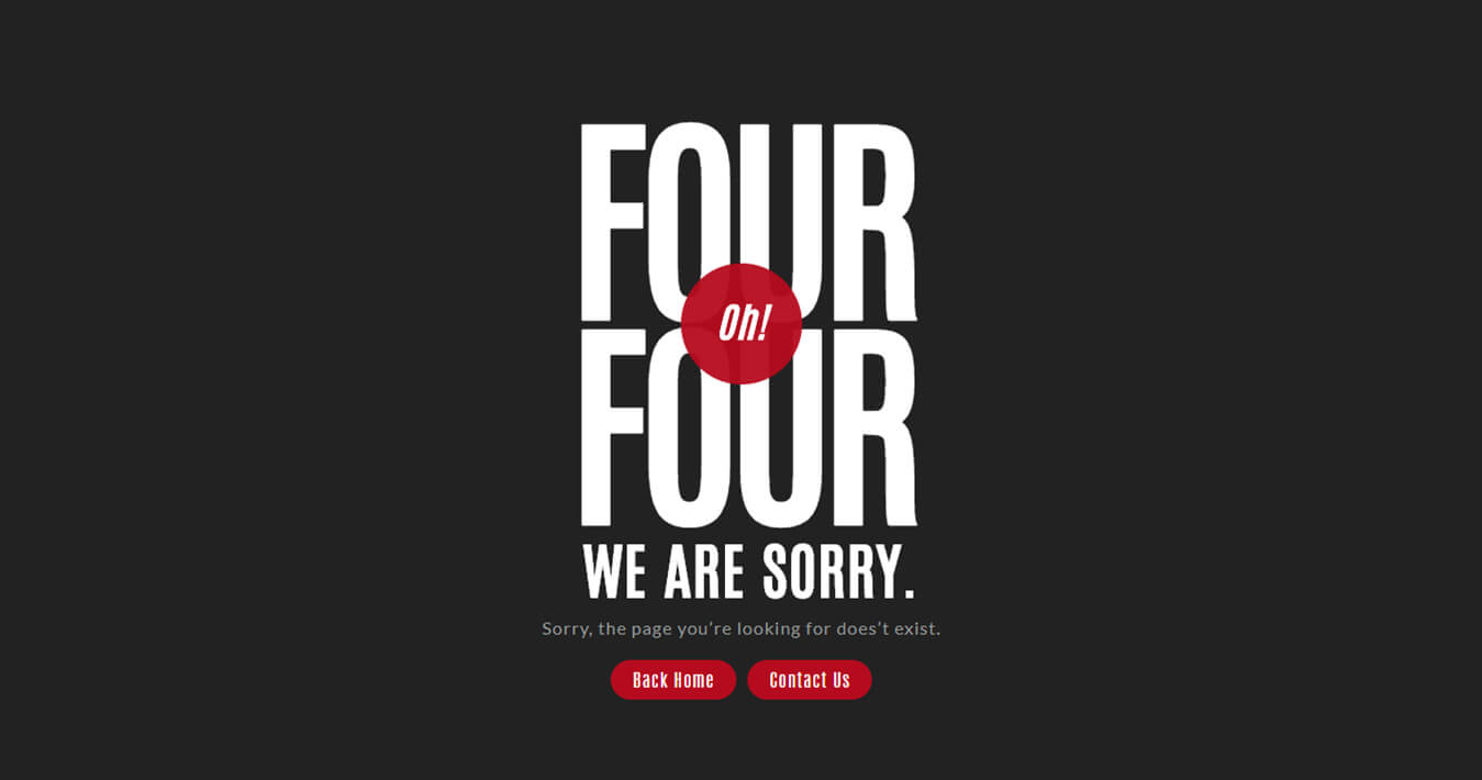 Red Highlighted 404 Error Page Template