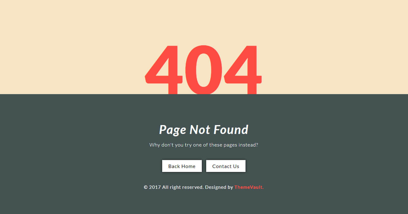 Simple looking 404 error page template