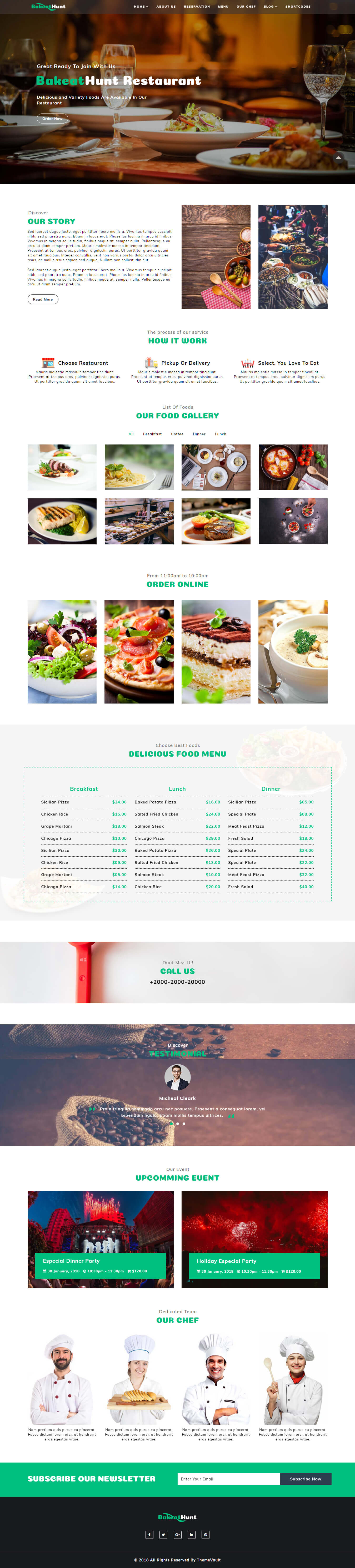 BakeatHunt – Best Restaurant Web Design Template HTML5