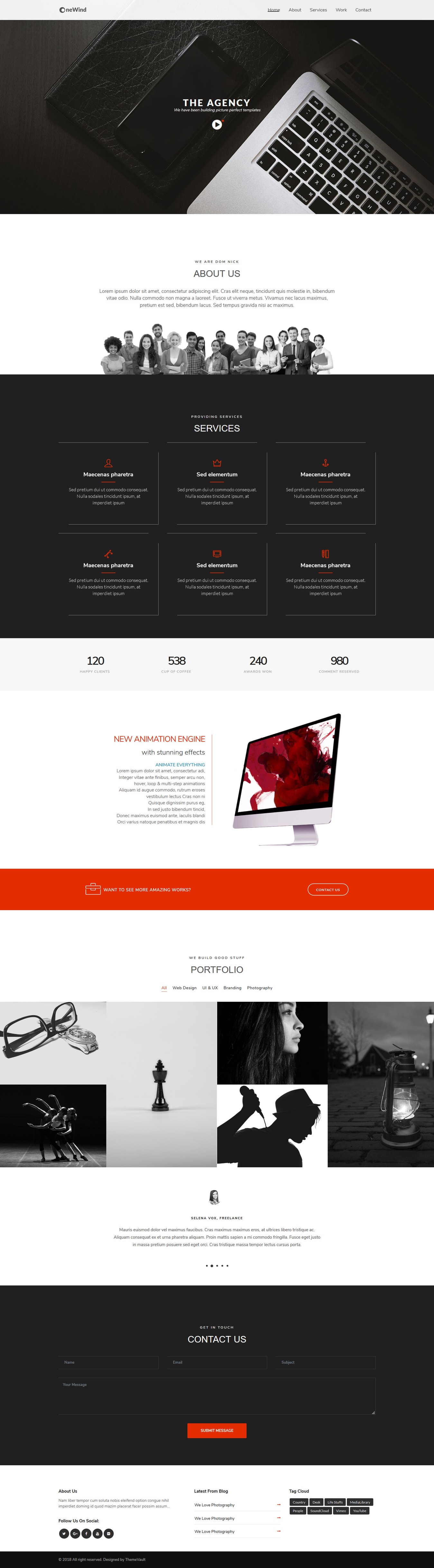 OneWind Responsive One Page Website Template ThemeVault