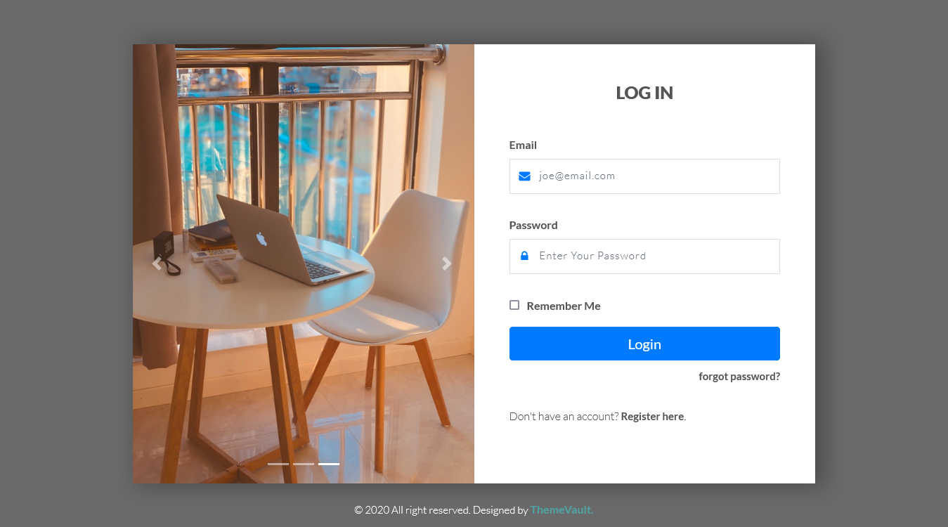 Free HTML5 Image Slider Login form