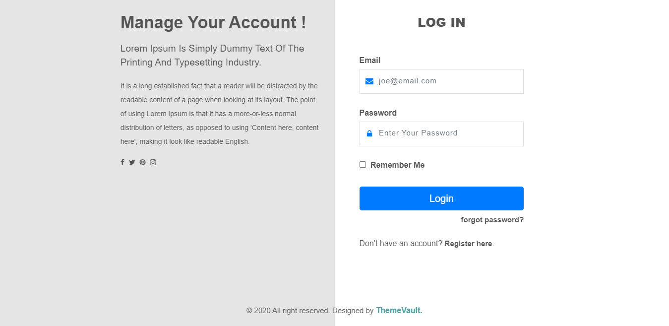 Responsive Full Screen Login Form