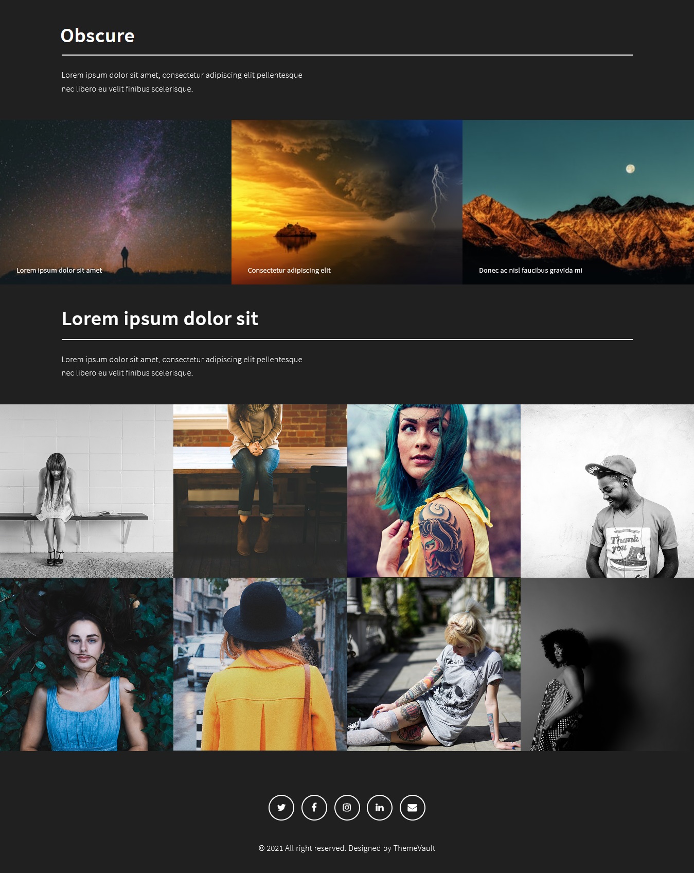 Obscure - One Page Portfolio website template