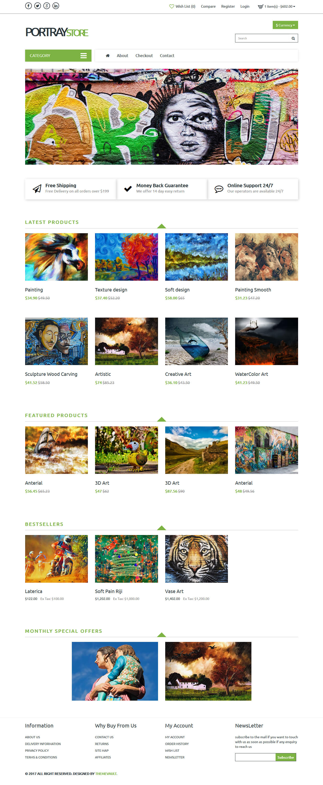 Portraystore – Responsive Art Gallery Website Design Template