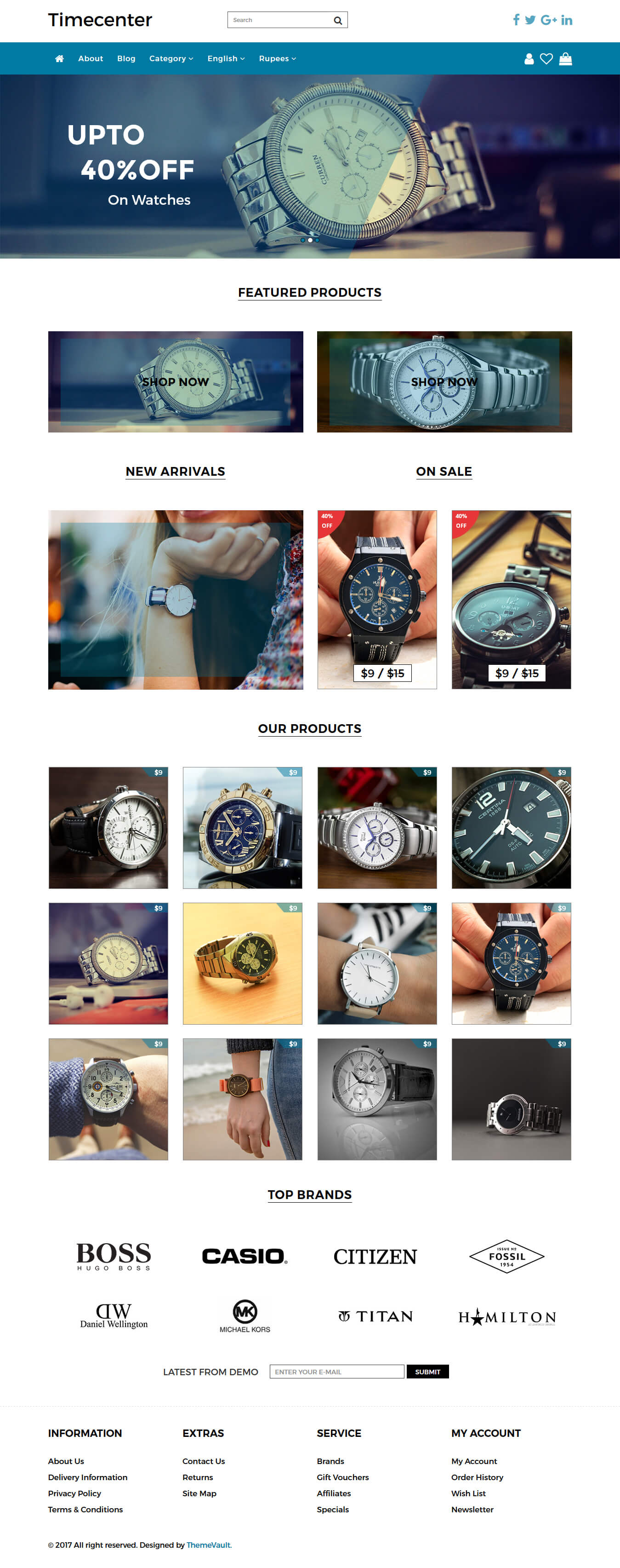 Timecenter – Responsive Watch Ecommerce Website Template