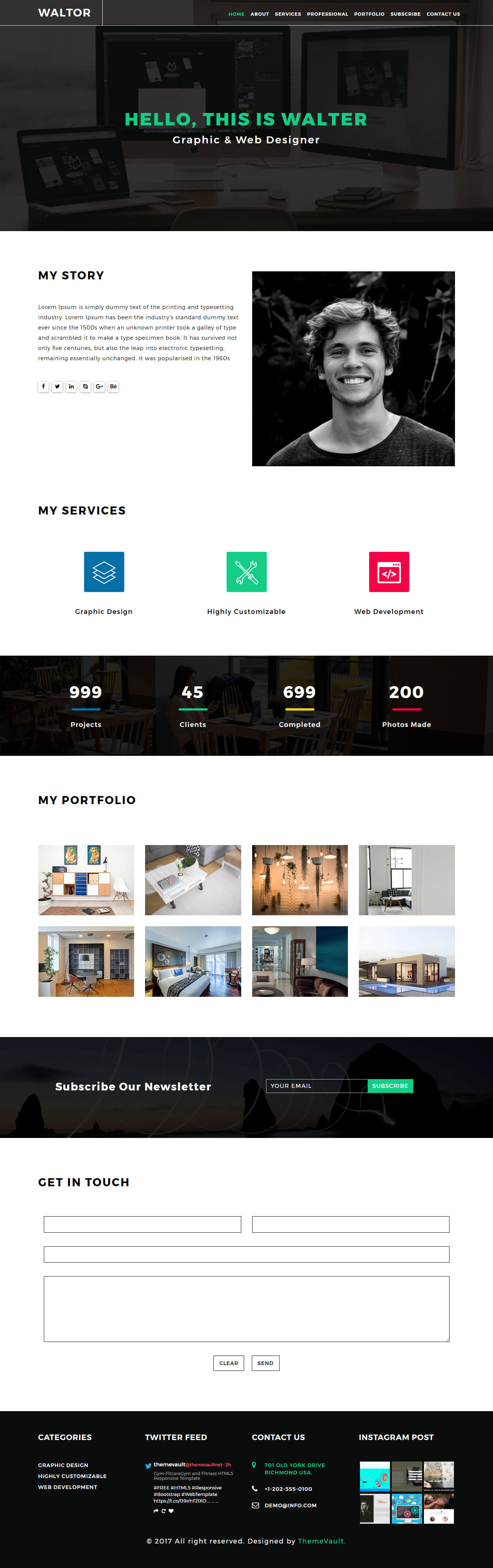 Walter-Hadon – Graphic design responsive portfolio website template