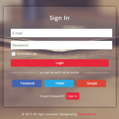 Responsive Colorful Login Form Widget Template