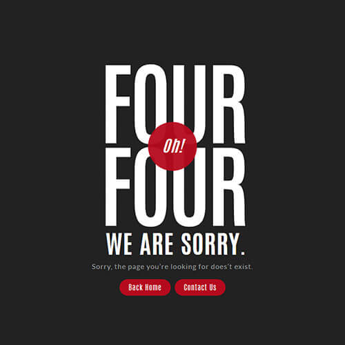 Red Highlighted 404 Error Page Template