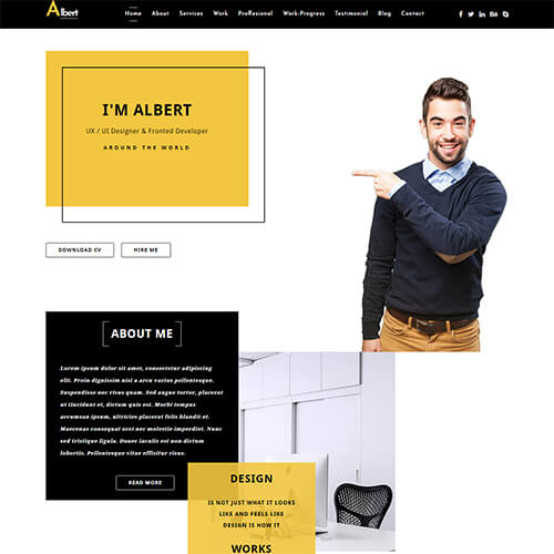 Albert – UX designer portfolio template HTML5