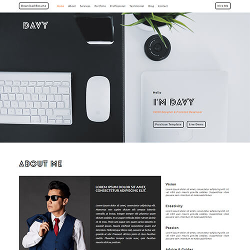 Davy-Del – Free Portfolio Website HTML Template