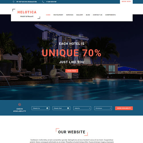 Helotica – Online Travel Agency Website Template HTML5 Free