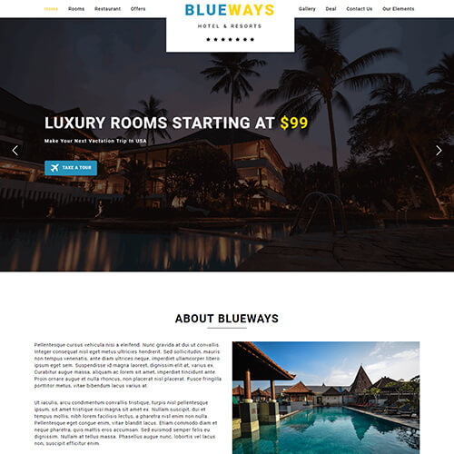Blueways – Responsive HTMl5 Hotel Reservation Website Template