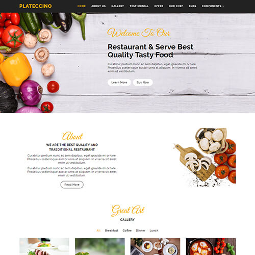 Plateccino – HTML5 Responsive Restaurant Website Templates