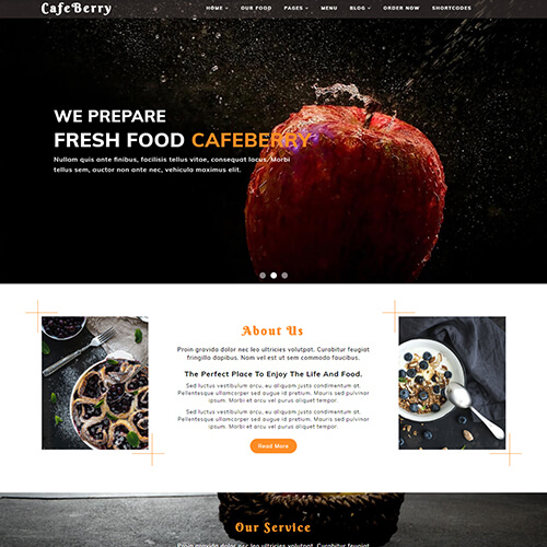 CafeBerry – Responsive Free HTML5 Restaurant Website Templates