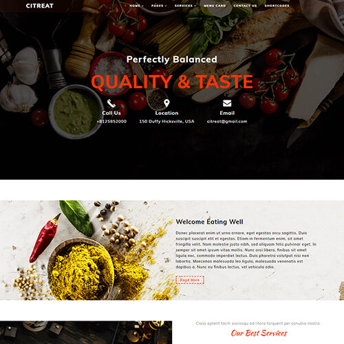 Citreat –  HTMl5 Restaurant Website Layout Template