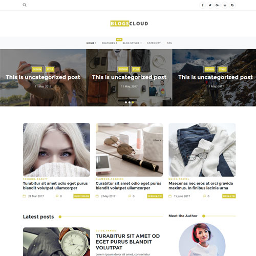 Blogscloud – HTML5 Blog Style Website Template