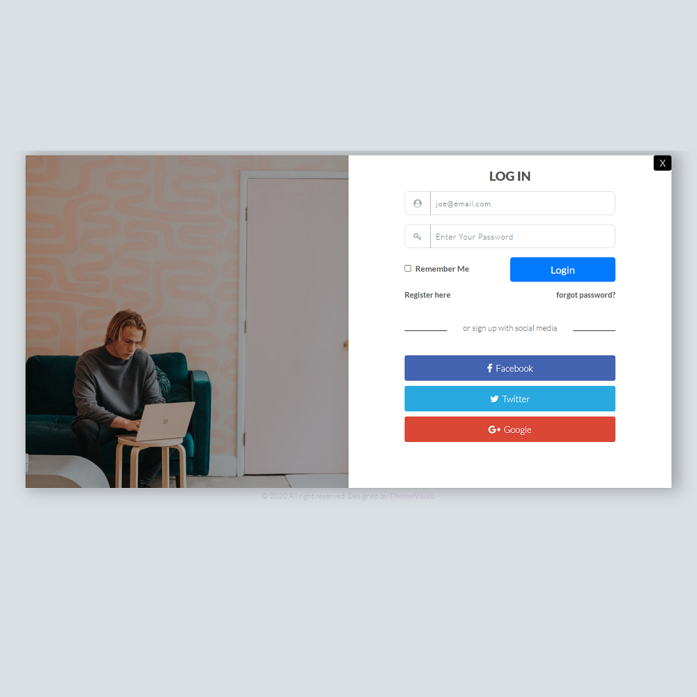 Login Form with Modal Layout