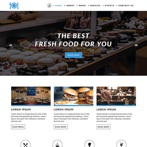 Foodvivers- Free Hotel and Restaurant Website Design Template