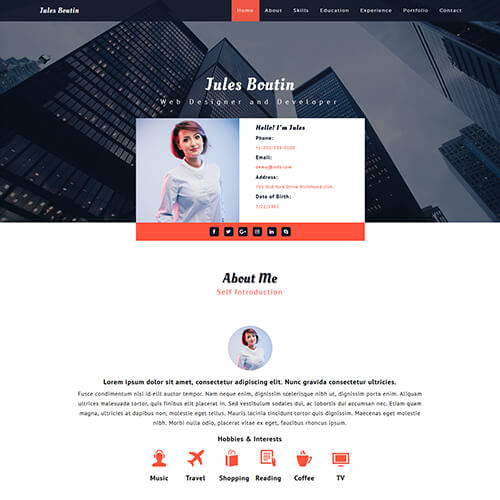 Elitecv - Responsive Portfolio Website Template HTML5