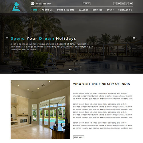 Resortono- Hotel and Resort Website Template Free Download